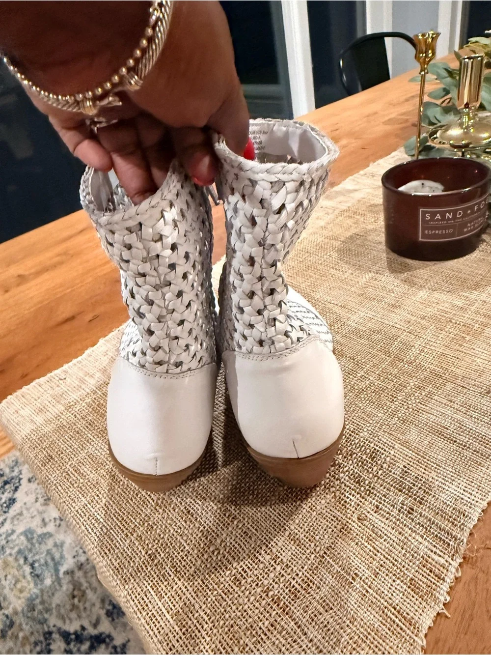 Coconuts by Matisse White Woven Leather Ankle Booties